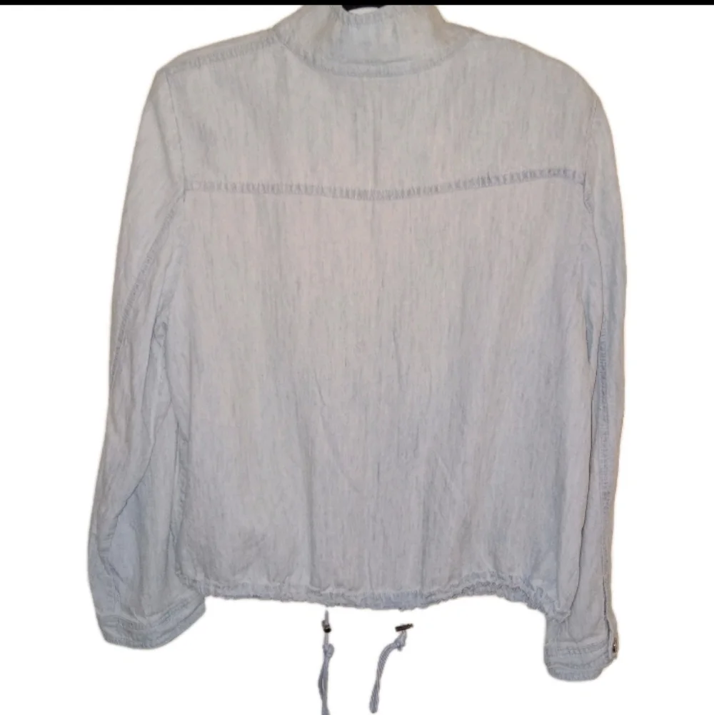 Chicos Blue Linen Blend Jacket 2 Large - Picture 4 of 8